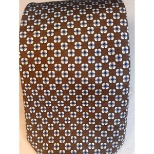 Jos A. Bank Mens Neck Trie Brown Blue Flower Print Silk 58" x3.5"‎
